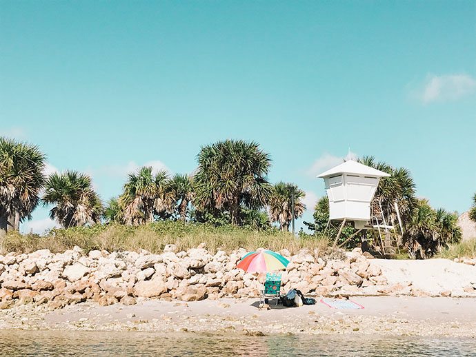 Multi-colored beach umbrella